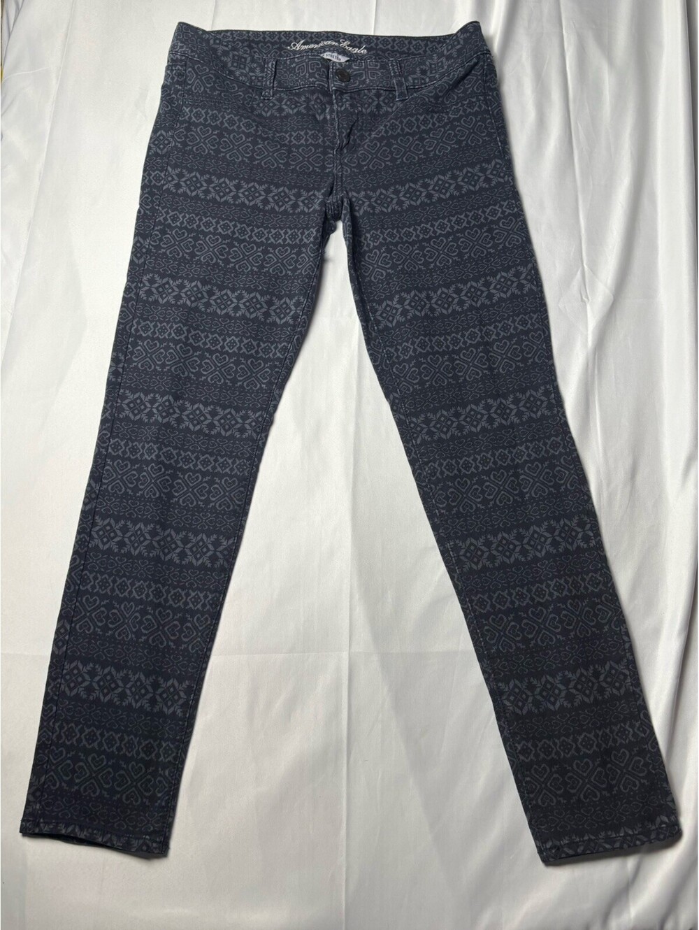 American Eagle Super Stretch Dark Patterned Skinny Jeans, 17